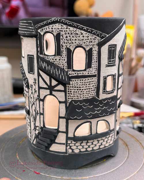 Sgraffito house lantern
