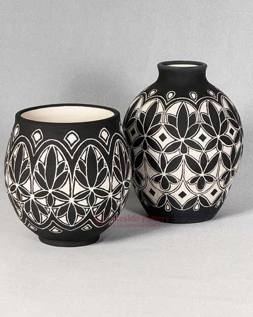 Vases with geometrical design