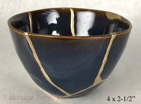 Kintsugi art blue bowl