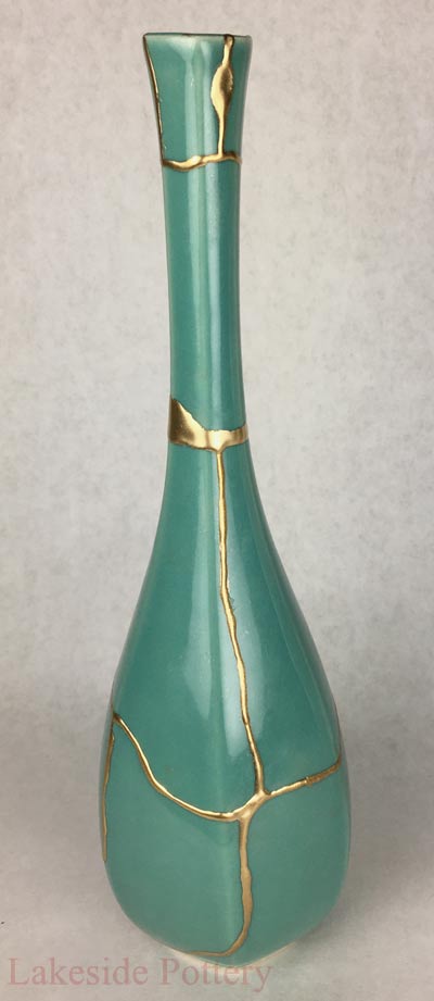 Pottery with gold effect for sale - kintsugi Kintsukuroi wabi-sabi art