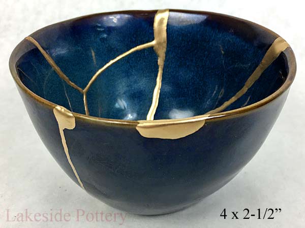 Kintsugi art blue bowl