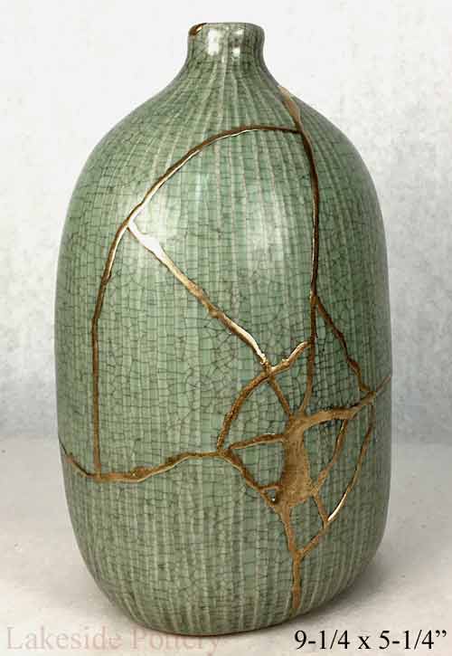 Celadon kintsugi vase