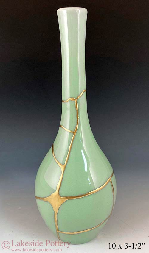 Celadon Kintsugi bud vase