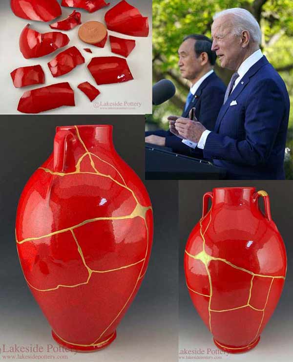 Kintsugi vase was created for President Biden, requested by the State Department, to present to the Japanese Prime Minister Suga
