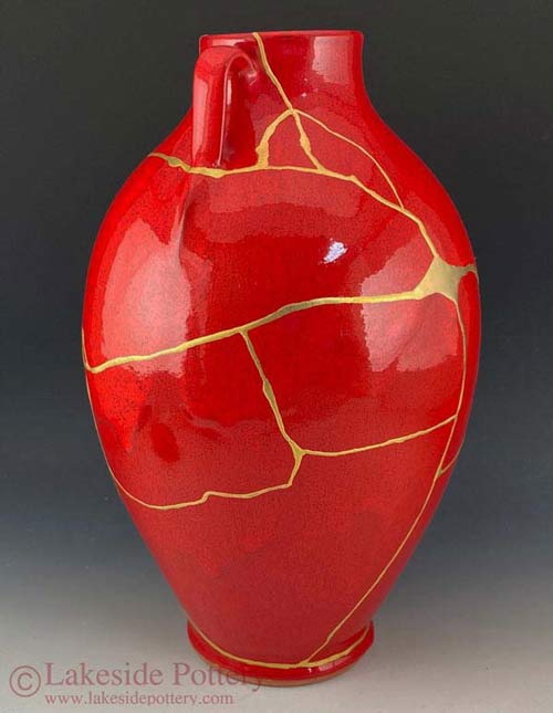 Authentic Kintsugi Pottery Sake bottle