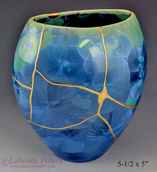 Crystalline blue vase
