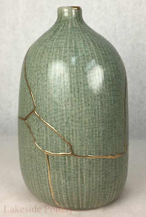 Celadon Kintsugi bud vase