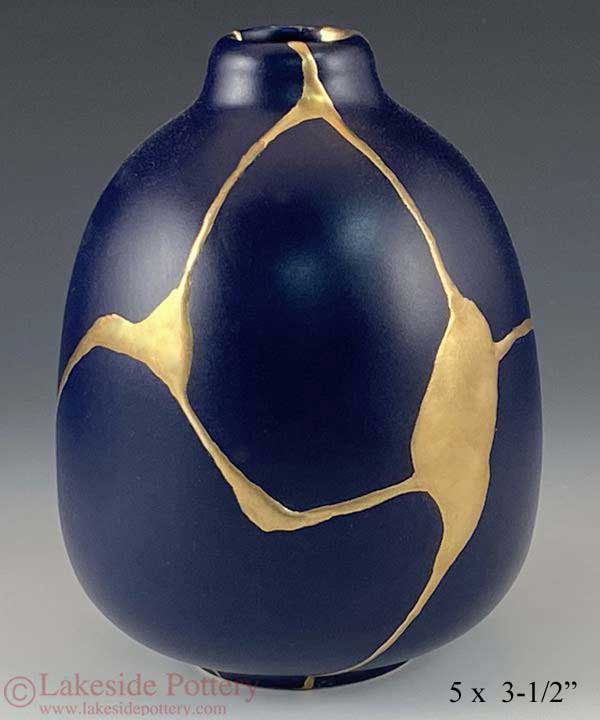Cobalt blue Kintsugi bud vase