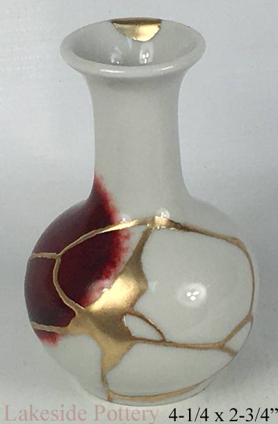 red / celadon Kintsugi vase