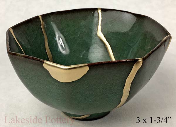 Olive green Kintsugi bowl