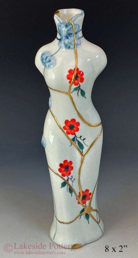 Kintsugi woman shape bud vase