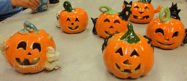 clay pumpkins - children pottery project