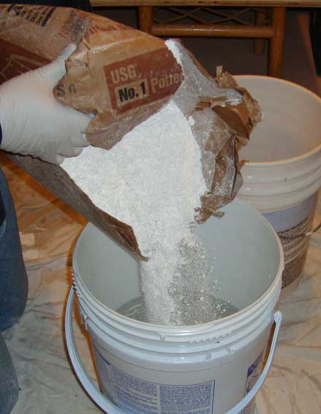 Add water first and pour plaster in water