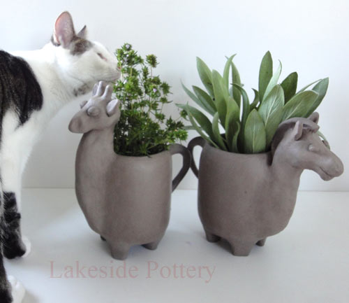 Animal mugs, planters and vases