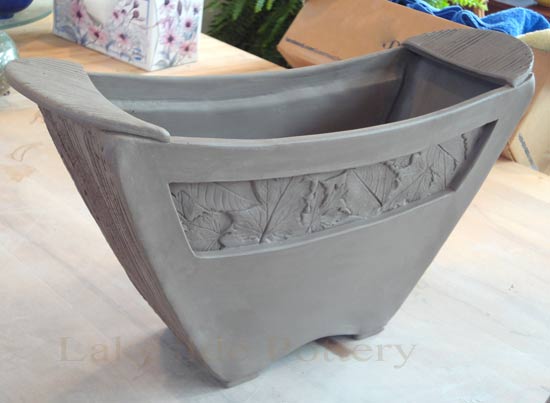 clay basket with window and handles
