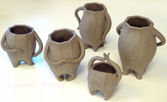 Dancing people clay vases -containers