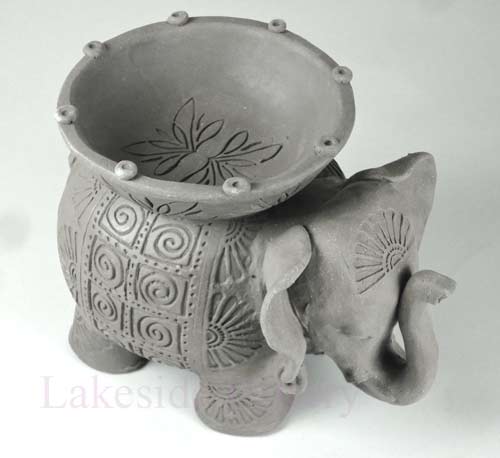 Elephant clay holder - for large candle