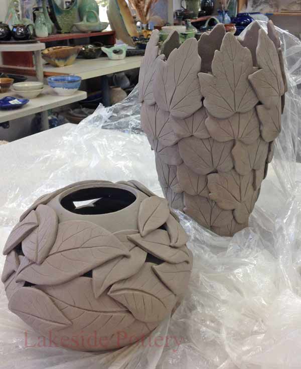 leaves impression vases