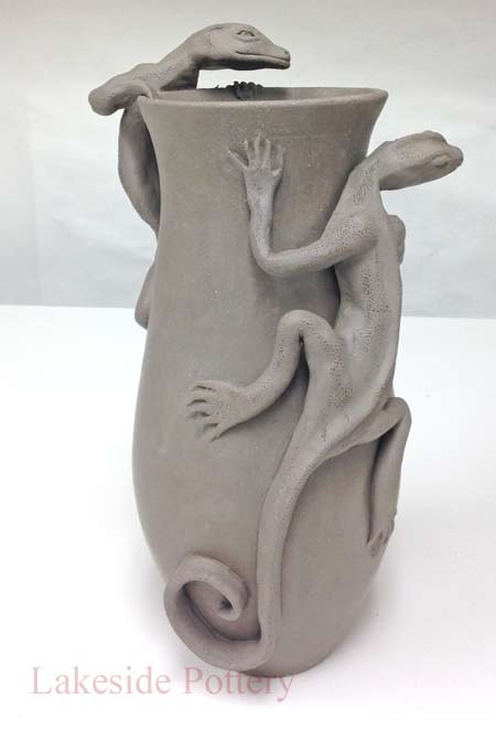 lizard hand built vase