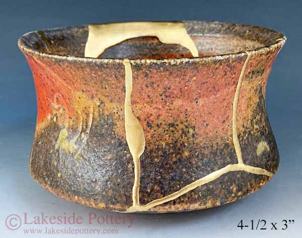 Wood fired Kintsugi Bowl - Handmade