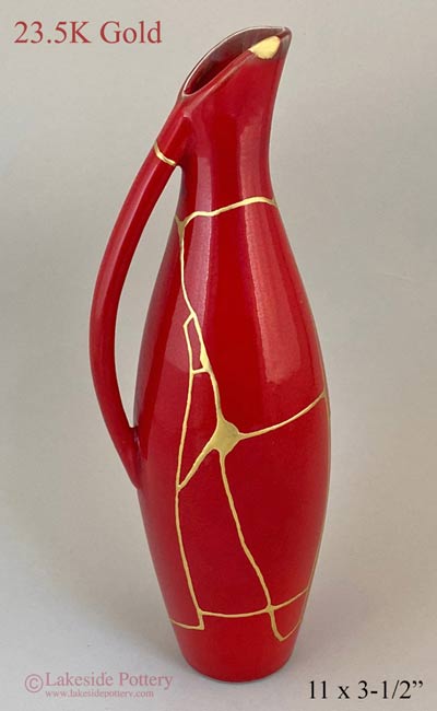 kintsugi gold repair examples Lakeside Pottery Studio 