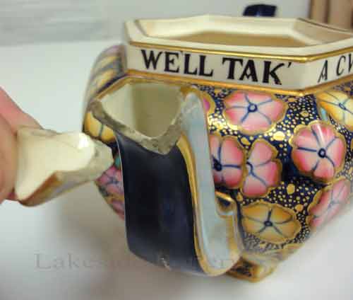 broken teapot before repair