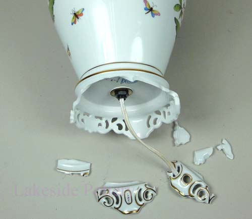 broken ceramic antique lamp base
