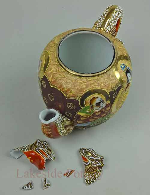 broken dragon Japanese teapot