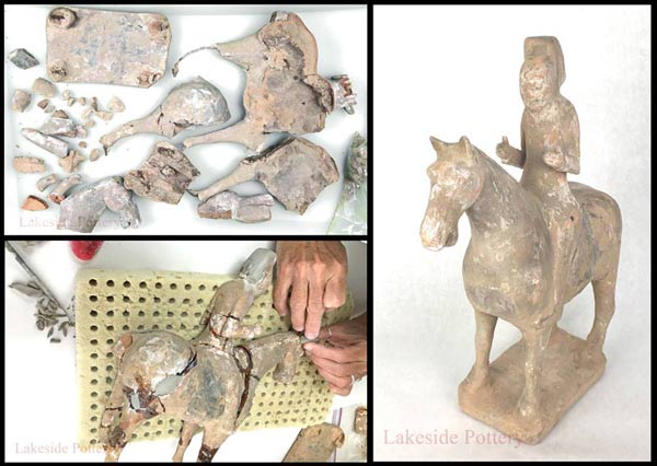 Chineses Han Dynasty Terra Cotta horse and rider statue repair