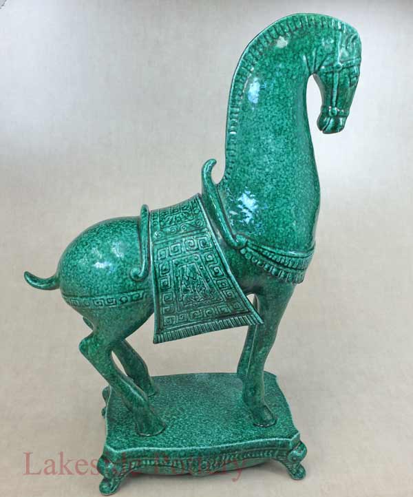 Tang chinese terracotta horse - green glaze