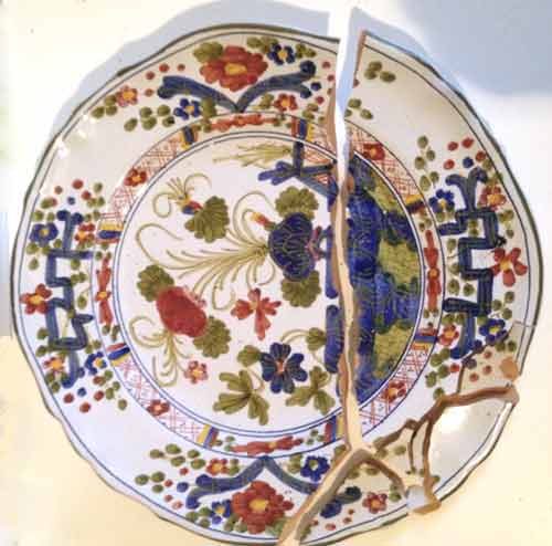 Broken Italian plate - multi colors