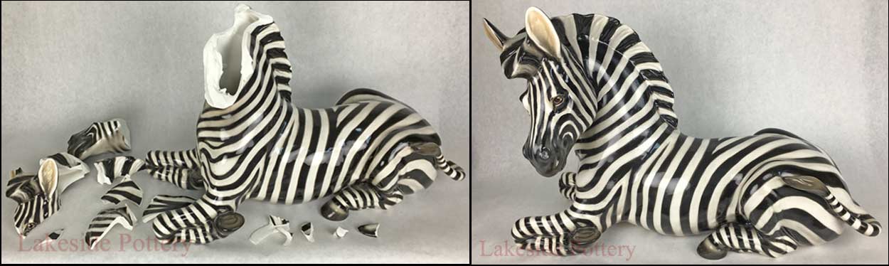 Large zebra figurine repair
