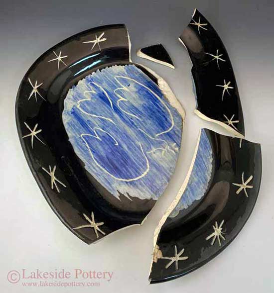 'Colombe Brillante' ceramic plate by Pablo Picasso repair and restoration