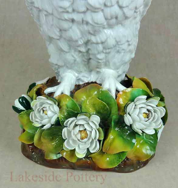 19th Century English porcelain owl oil lamp - restored