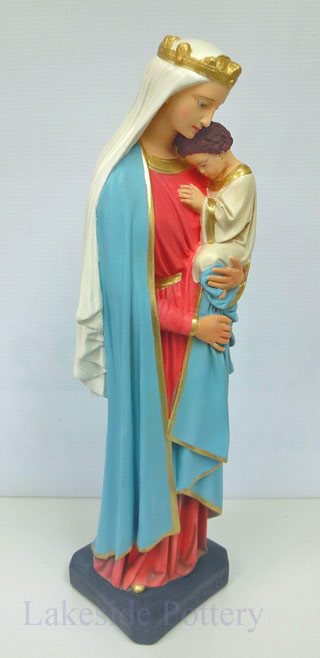 Plaster statue "sedes-sapientiae" madonna nad child - restored 24"