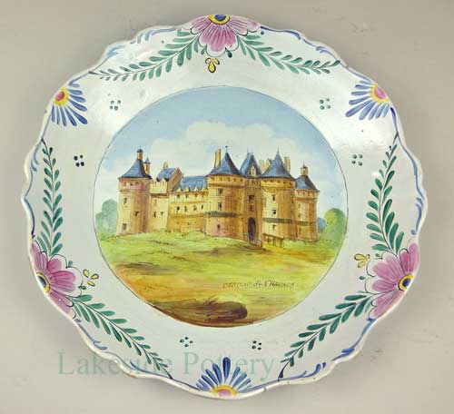 French Veuve Perrin Broken Plate all restored - castle scenery