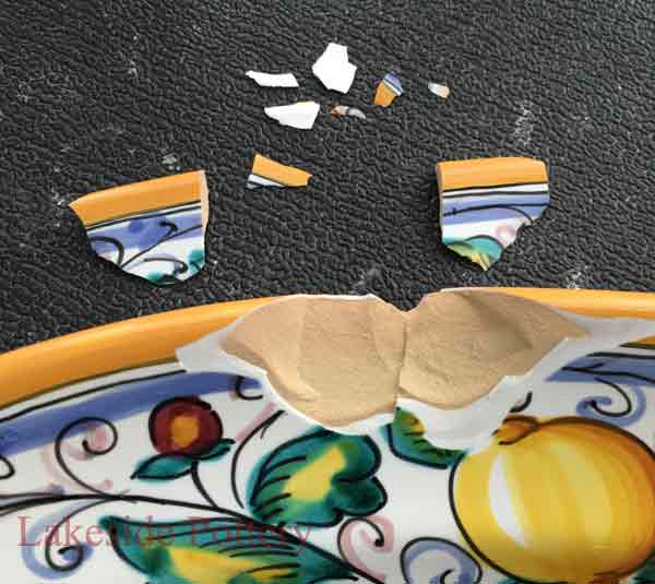 Broken ceramic italian platter